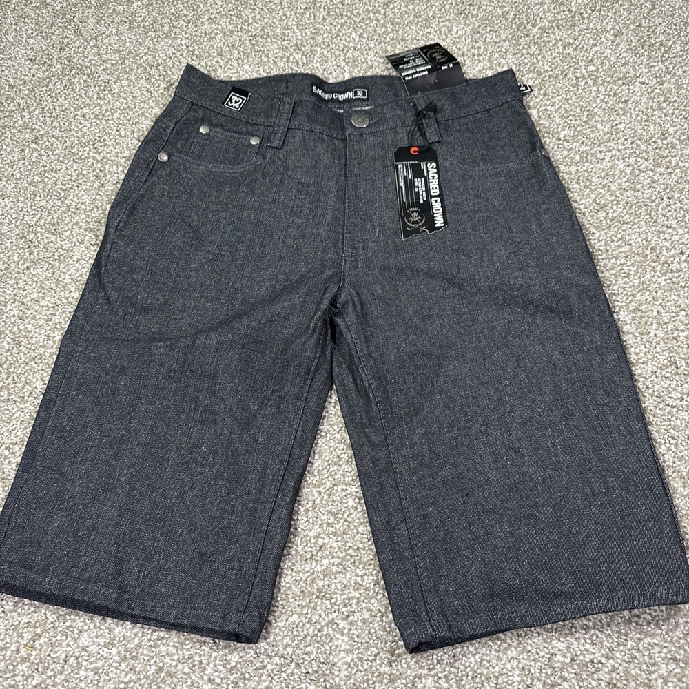 Y2K Sacred Crown Jorts New Old Stock Size 32 Hiphop Grunge